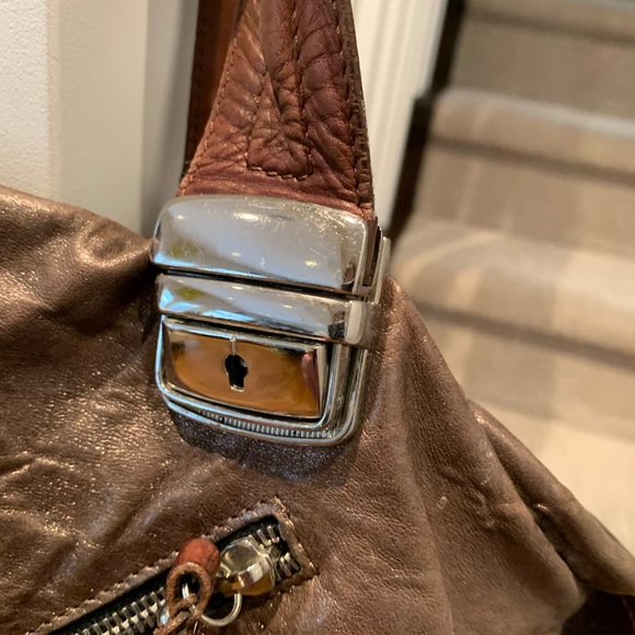 Pauric Sweeney Soft Brown Leather Buckles and Zippers Shoulder Bag - Picture 4 of 9